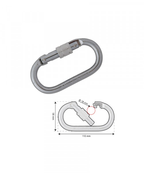 EDGE - DYNAMIC SAFETY Stalen musketon met schroefsluiting (EH3302230)